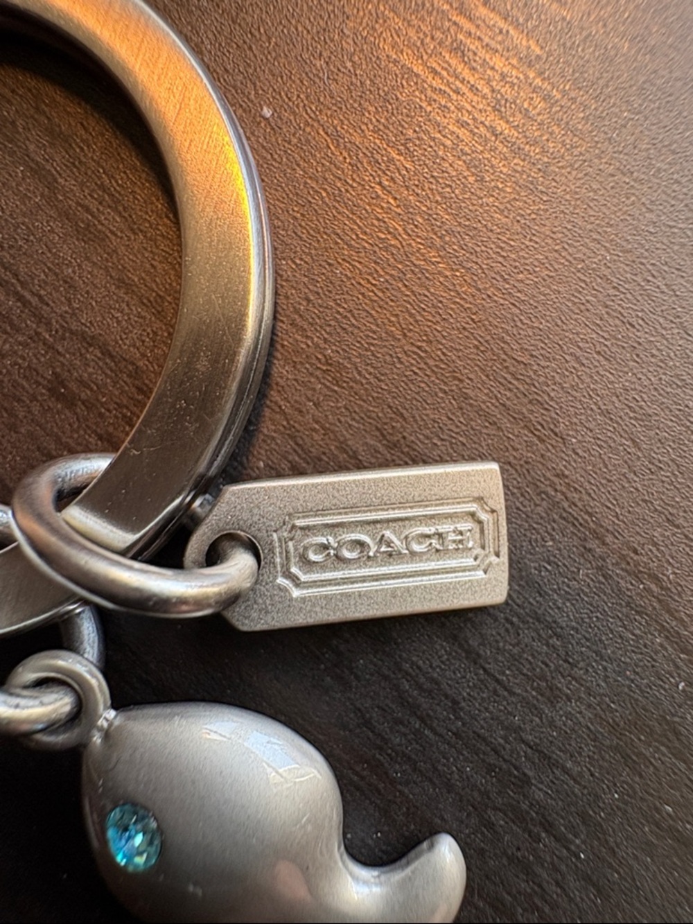 Coach Silver-Tone Starfish & Fish Charm Keyring with Blue Crystal Accents - Picture 2 of 4
